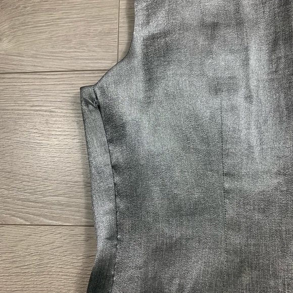 Theyskens' Theory Silk A-Line Mini Silver Metallic Dress - Picture 9 of 15